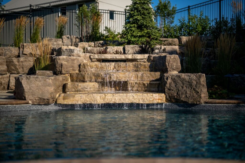 Natural water feature into pool